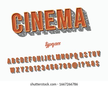 Font. alphabet Script .Typeface handcrafted handwritten vector label design old style. vintage Hand Drawn.Retro Typography.Vector Illustration.name cinema