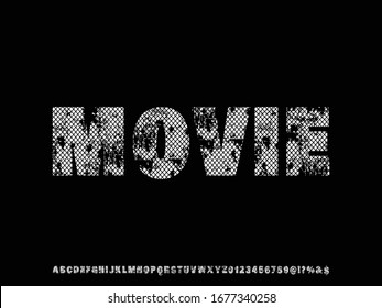 Font. alphabet Script .Typeface handcrafted handwritten vector label design old style. vintage Hand Drawn.Retro Typography.Vector Illustration.name movie