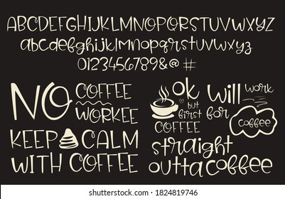 Écriture alphabet de police Type d'image vectorielle dessinée à la main création d'étiquettes vectorielles dessinées à la main.Effet de l'ombre.Dessin à la main vintage.Typographie rétro.Illustration vectorielle.boutique de café