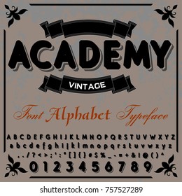 Font alphabet Script Typeface handcrafted handwritten vector design name Academy
