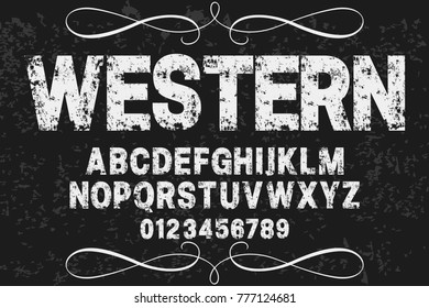 Font alphabet Script Typeface handcrafted handwritten vector label design named western