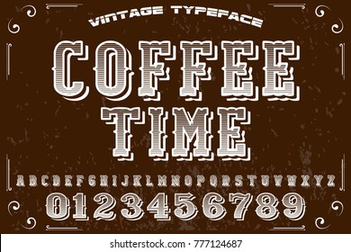 Font alphabet Script Typeface handcrafted handwritten vector label design named coffee time