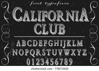 Font alphabet Script Typeface handcrafted handwritten vector label design named california club