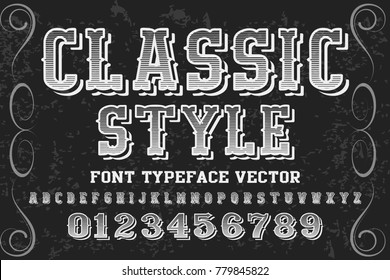Font alphabet Script Typeface handcrafted handwritten vector label design named classic style