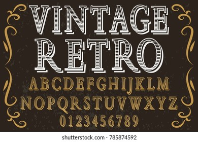 Font alphabet Script Typeface handcrafted handwritten vector label design named vintage retro