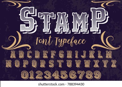 Font alphabet Script Typeface handcrafted handwritten vector label design named stamp