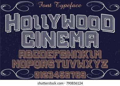 Font Alphabet Script Typeface Handcrafted Handwritten Vector Label Design Named Hollywood Cinema