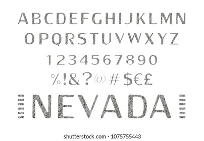 Font. Alphabet. Script. Typeface. Label. Modern Nevada typeface For labels and different type designs