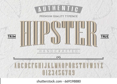 Font. Alphabet. Script. Typeface. Label. Hipster typeface. For labels and different type designs