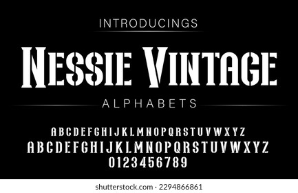 Font. Alphabet. Script. Typeface. Label.Vintage typeface. For labels and different type designs