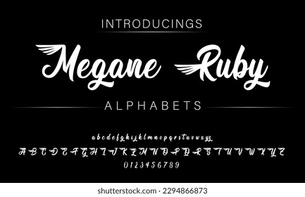 Font. Alphabet. Script. Typeface. Label.Vintage typeface. For labels and different type designs