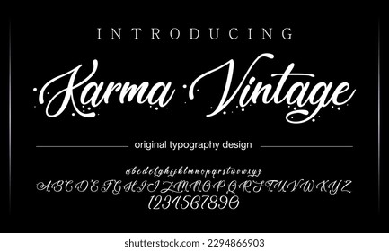 Font. Alphabet. Script. Typeface. Label.Vintage typeface. For labels and different type designs