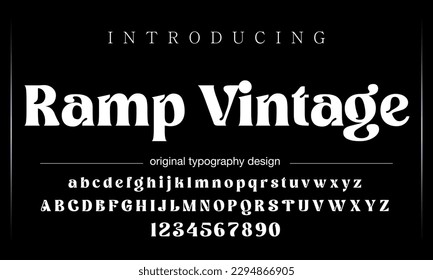 Font. Alphabet. Script. Typeface. Label.Vintage typeface. For labels and different type designs