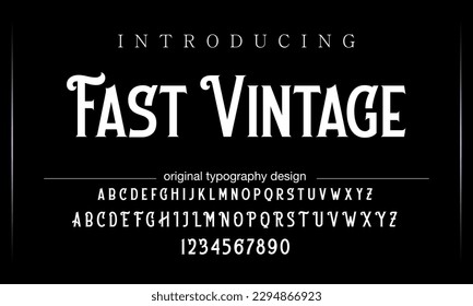 Font. Alphabet. Script. Typeface. Label.Vintage typeface. For labels and different type designs