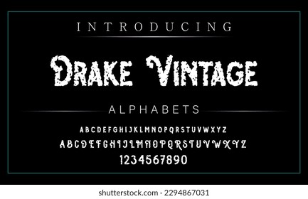 Font. Alphabet. Script. Typeface. Label.Vintage typeface. For labels and different type designs