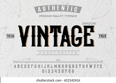 Font. Alphabet. Script. Typeface. Label.Vintage Typeface. For Labels And Different Type Designs