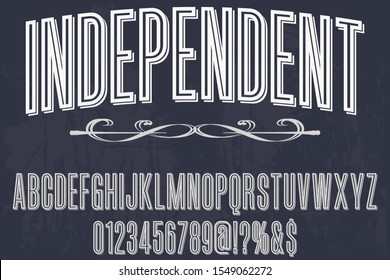 Font alphabet Script Typeface .Shadow Effect.vintage  named independent Hand Drawn.Retro Typography.Vector Illustration.
