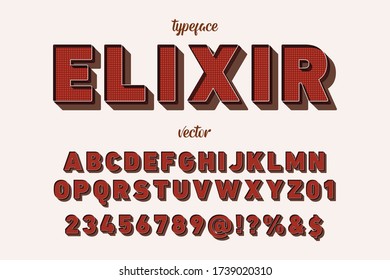 Font alphabet, shadow effect, typeface vector, white style background name elixir