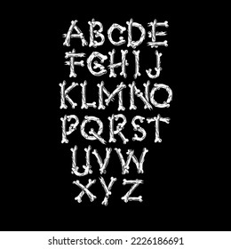 Font alphabet skeleton bone style