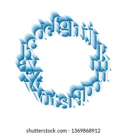 font alphabet with sliding letters in blue white shades
