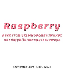 Font and alphabet. Text: Raspberry. Vector stock eps10.