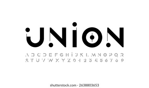 Font alphabet, thick letters from A to Z and numbers from 0 to 9, made thick line and circle dot vector illustration 10EPS.