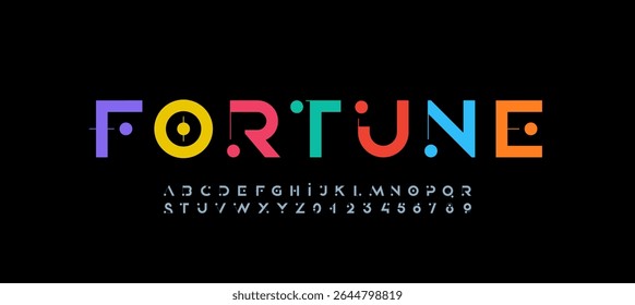 Font alphabet, thick letters from A to Z and numbers from 0 to 9, made line and circle dot vector illustration 10EPS.