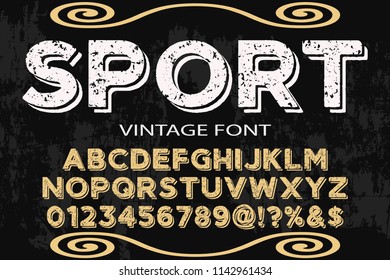 Font alphabet Typeface handcrafted  named vintage sport