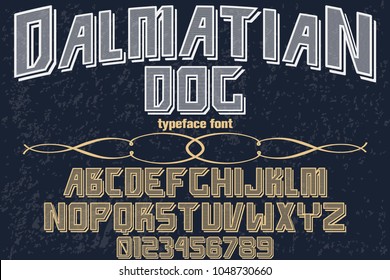 font alphabet typeface handcrafted vector named Dalmatian dog and label  design