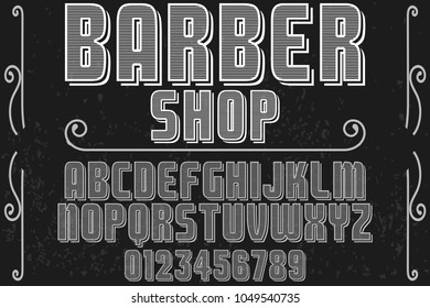 font alphabet typeface handcrafted vector named barber shop and label  design
