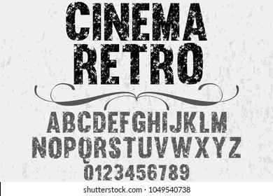 font alphabet typeface handcrafted vector named retro cinema and label  design