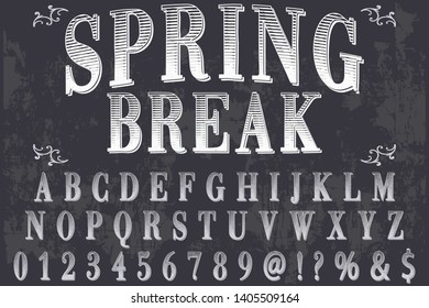 Font alphabet Typeface handcrafted vector vintage spring break