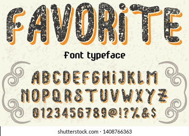 Font alphabet Typeface handcrafted vector vintage favorite