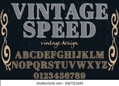 font alphabet typeface vector and label  design named vintage speed