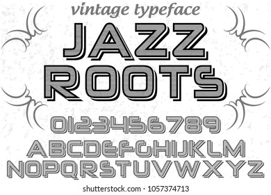 font alphabet typeface vector named jazz roots and label  design