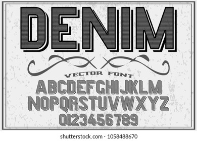 font alphabet typeface vector named denim and label  design