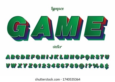 Font alphabet, typeface vector, shadow effect, white and black style background name game