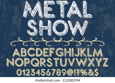 font alphabet typeface vintage vector metal show