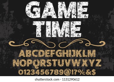 font alphabet typeface vintage vector named game time