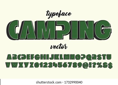 alfabeto de fuente, vector de tipografía, nombre de fondo de estilo blanco camping