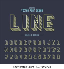 Font and alphabet vector, Line shadow bold typeface and number design, Graphic text on background