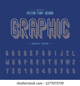 Font and alphabet vector, Line shadow letter style typeface and number design, Graphic text on background