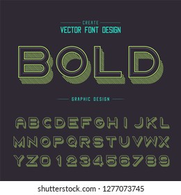 Font and alphabet vector, Line shadow bold typeface letter and number design, Graphic text on background