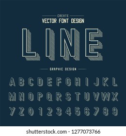Font and alphabet vector, Line shadow style typeface letter and number design, graphic text on background