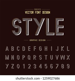 Font and alphabet vector, Line style typeface letter and number design, graphic text on background