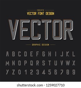 Font and alphabet vector, Line typeface and letter number design, Graphic text on background