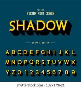 Font and alphabet vector, Shadow Idea letter typeface and number design, Graphic text on background