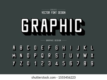 Font and alphabet vector, Shadows typeface and letter number design, Graphic text on background