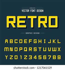 Font and alphabet vector, Style square typeface letter and number design, Graphic text on background