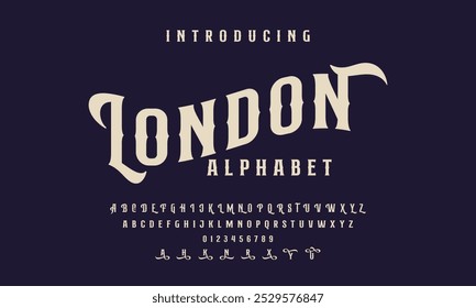 Alfabeto tipográfico Antiguas London 
 Fuente decorativa de tipografía victoriana